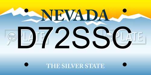 D72SSC Nevada License Plate