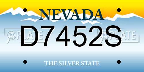 D7452S Nevada License Plate