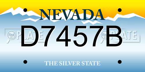 D7457B Nevada License Plate
