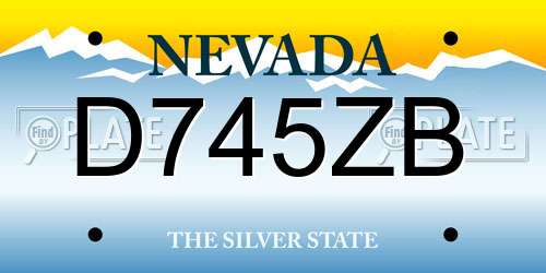 D745ZB Nevada License Plate