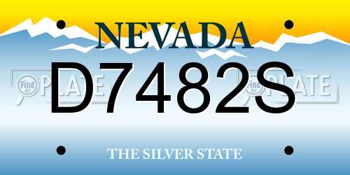 D7482S Nevada License Plate