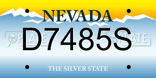 D7485S Nevada License Plate