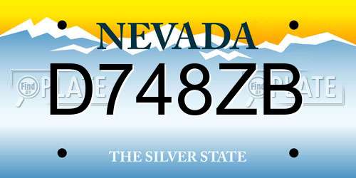 D748ZB Nevada License Plate