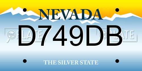 D749DB Nevada License Plate