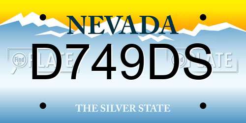 D749DS Nevada License Plate