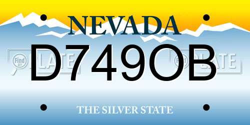 D749OB Nevada License Plate