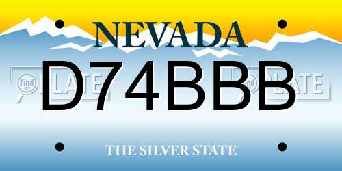 D74BBB Nevada License Plate