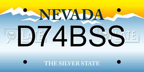 D74BSS Nevada License Plate