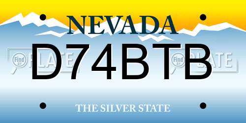 D74BTB Nevada License Plate