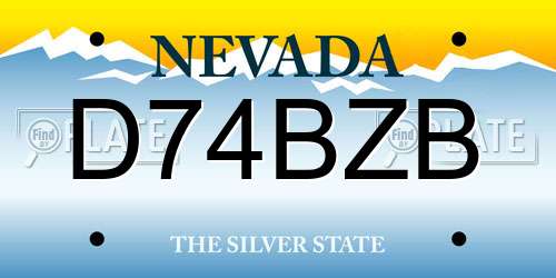D74BZB Nevada License Plate