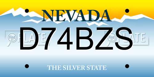 D74BZS Nevada License Plate