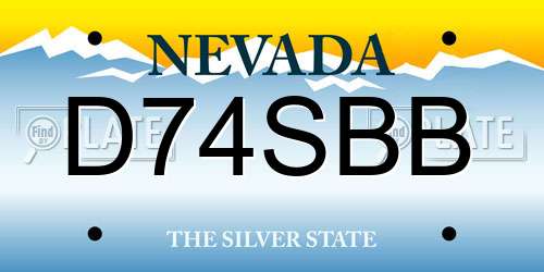 D74SBB Nevada License Plate