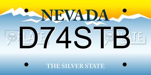 D74STB Nevada License Plate