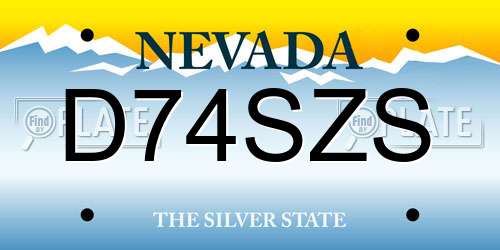 D74SZS Nevada License Plate