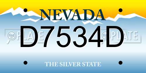 D7534D Nevada License Plate