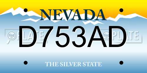 D753AD Nevada License Plate