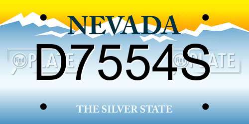 D7554S Nevada License Plate
