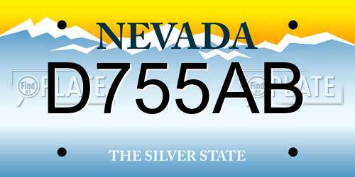 D755AB Nevada License Plate