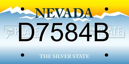 D7584B Nevada License Plate