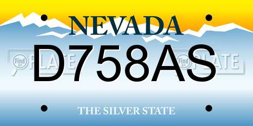 D758AS Nevada License Plate