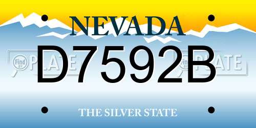 D7592B Nevada License Plate