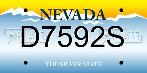 D7592S Nevada License Plate