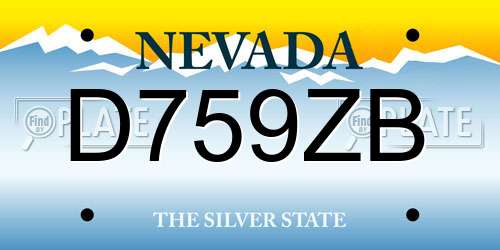 D759ZB Nevada License Plate