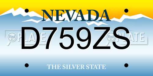 D759ZS Nevada License Plate