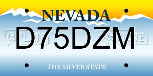 D75DZM Nevada License Plate