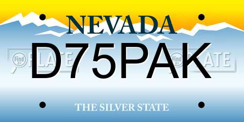 D75PAK Nevada License Plate