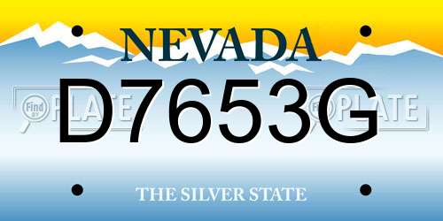 D7653G Nevada License Plate