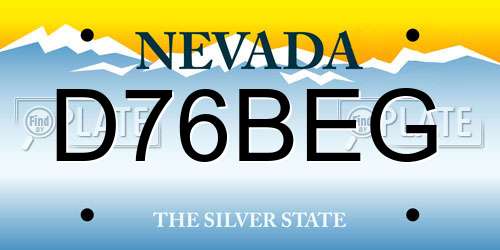 D76BEG Nevada License Plate