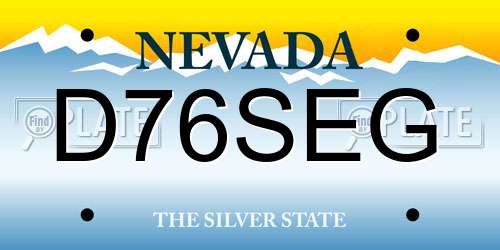 D76SEG Nevada License Plate