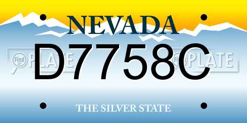 D7758C Nevada License Plate