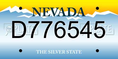D776545 Nevada License Plate