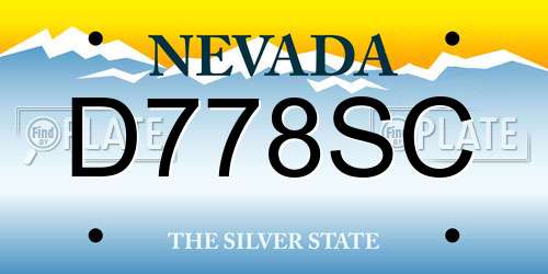 D778SC Nevada License Plate
