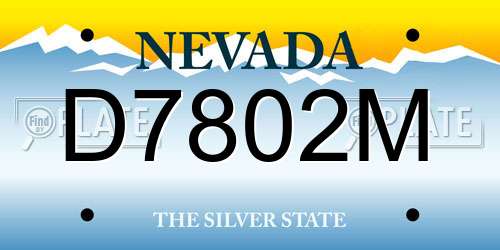 D7802M Nevada License Plate