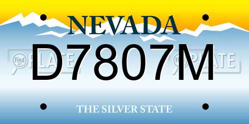D7807M Nevada License Plate