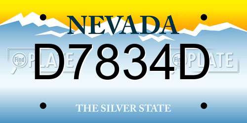 D7834D Nevada License Plate