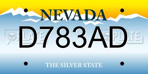 D783AD Nevada License Plate