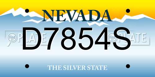 D7854S Nevada License Plate
