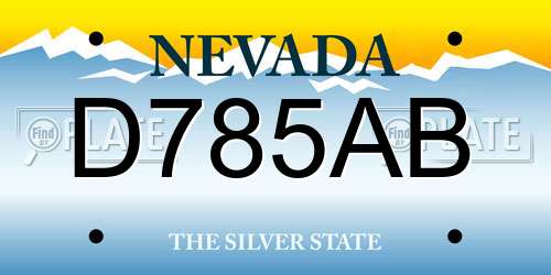D785AB Nevada License Plate