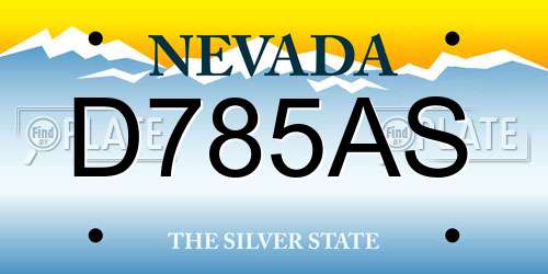D785AS Nevada License Plate