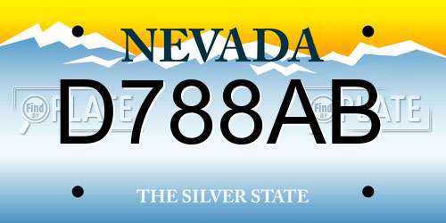 D788AB Nevada License Plate