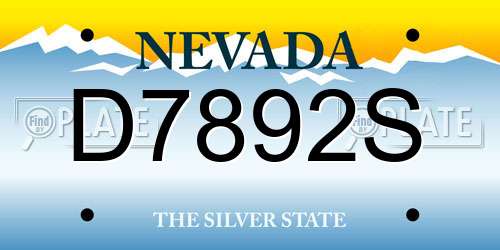 D7892S Nevada License Plate