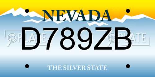D789ZB Nevada License Plate