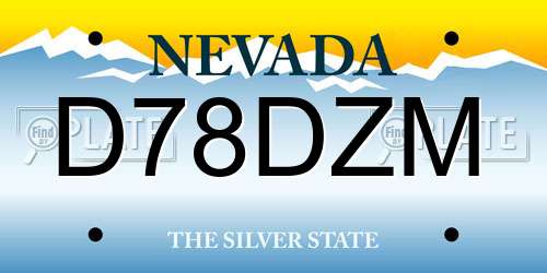 D78DZM Nevada License Plate