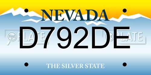D792DE Nevada License Plate