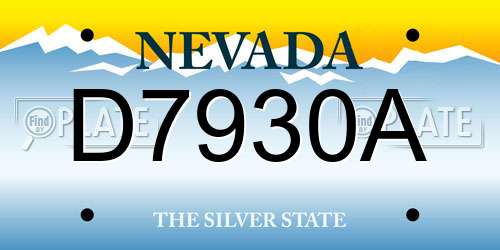 D7930A Nevada License Plate