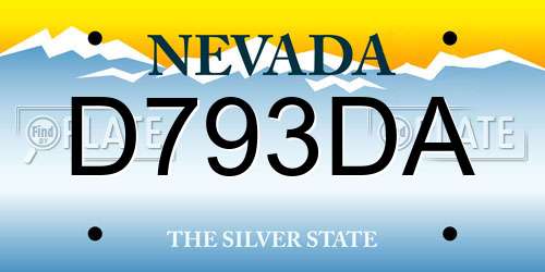 D793DA Nevada License Plate